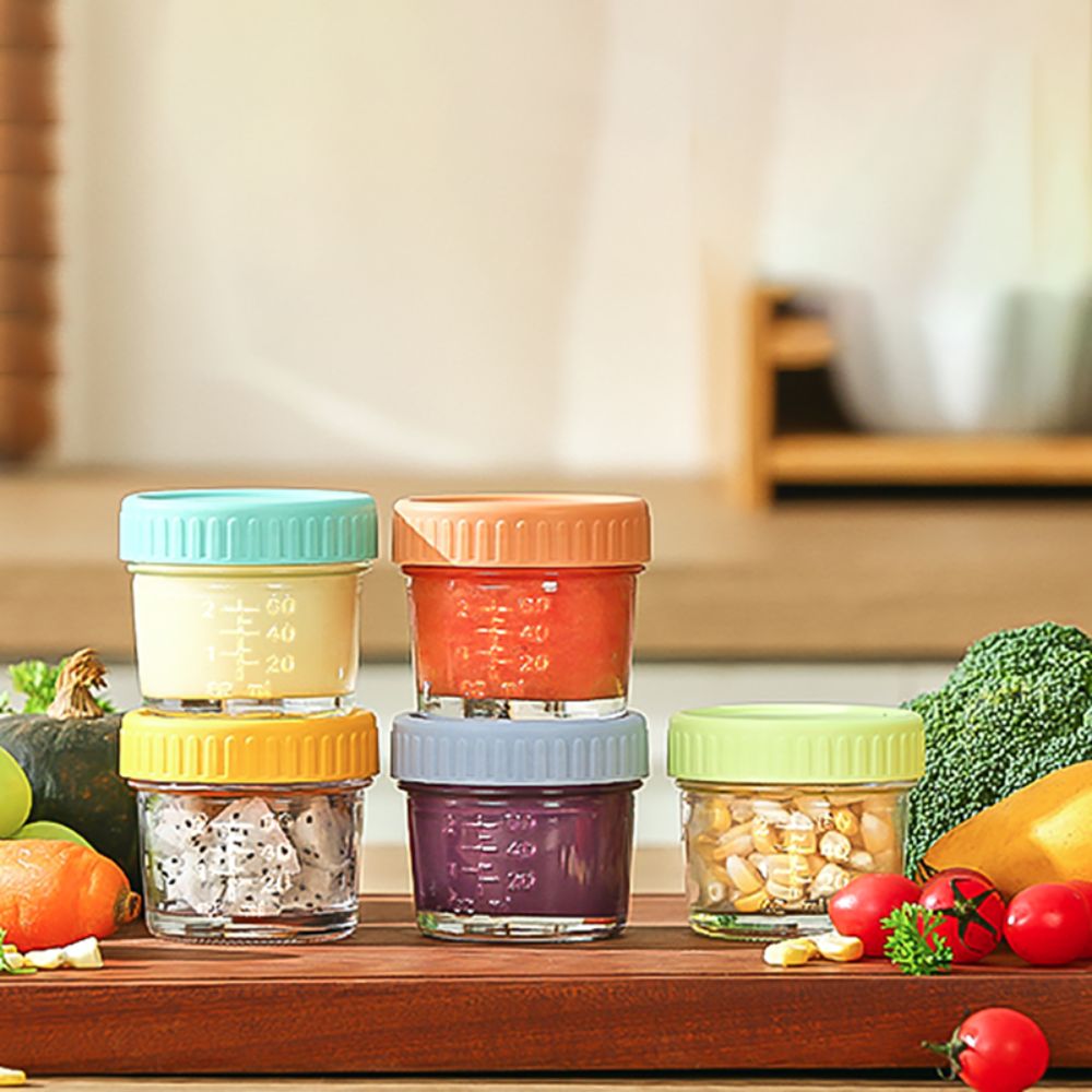 Baby Food Glass Jars - 6 adet cam bebek maması kavanozu