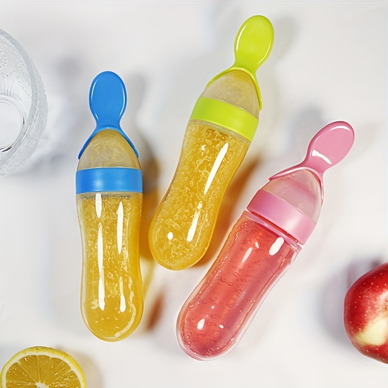 Baby Food Lunch - Kaşıklı Bebek Besleme Silikon Şişesi, 3oz