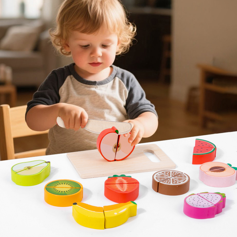Baby Food Natural - Ahşap Mutfak Oyuncak Simülasyon Kesme Meyve